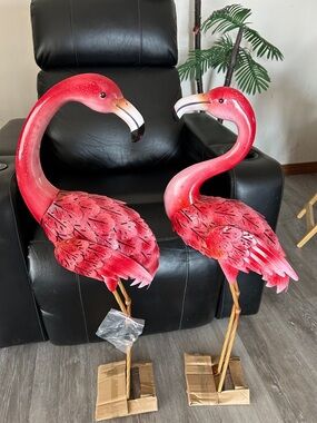 Evergreen Solar LED Flamingo 🦩 Pair.